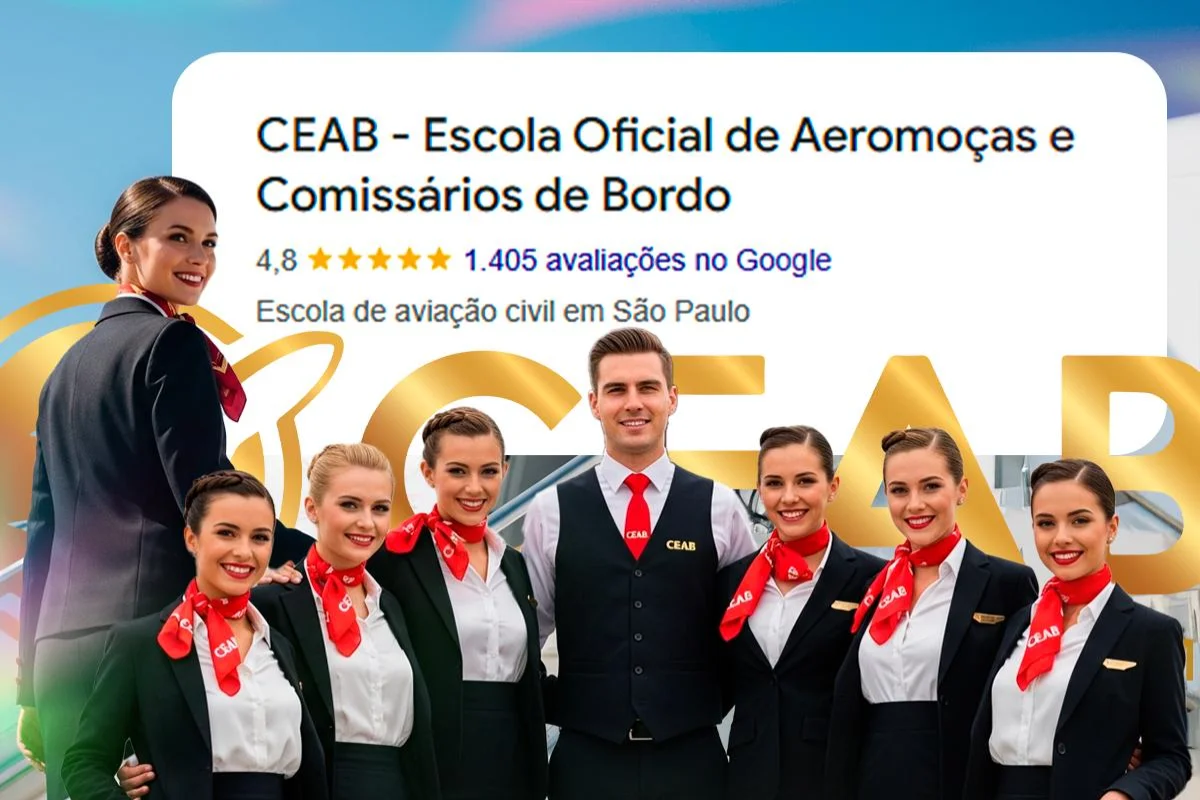 CEAB escola de comissários de bordo com nota 4,8 e mais de 1.400 avaliações no Google